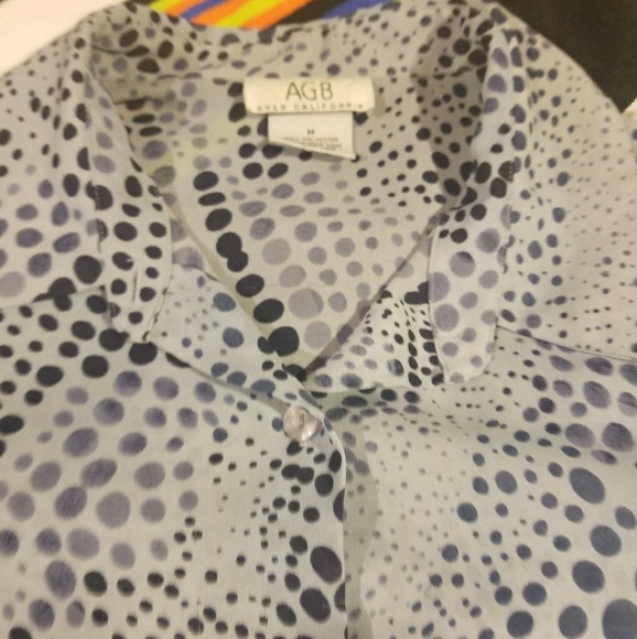 Blue on blue Polka Dot Blouse - Picture 3 of 4